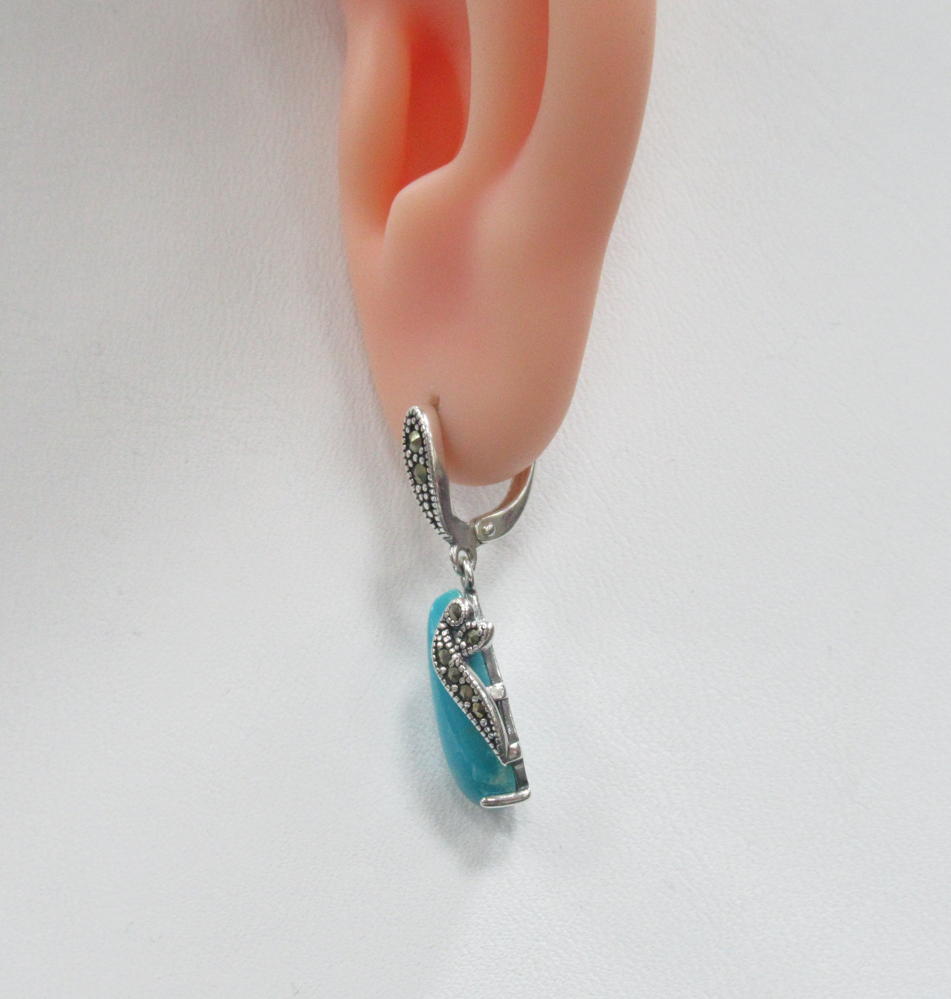 Серебряные серьги с бирюзой